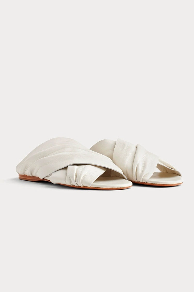 Leather Sandal Slide In Bianco Refined Chill Built For Real