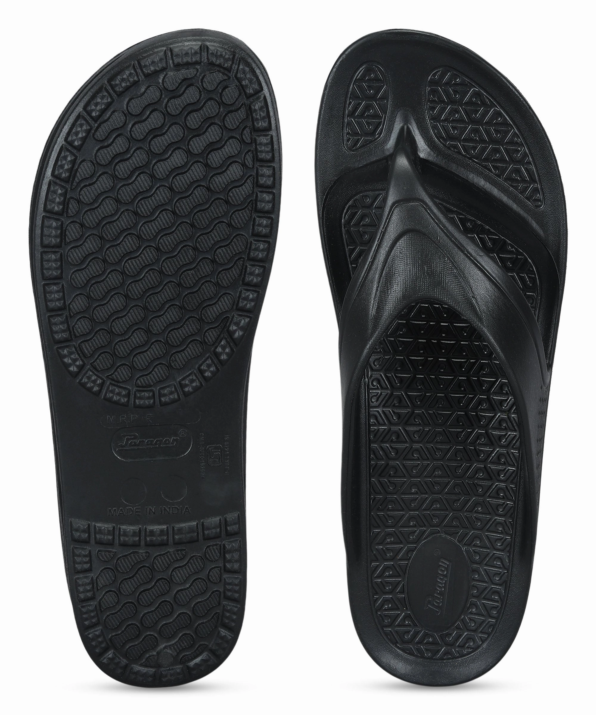 Paragon Men'S Black Slippers | Comfortable Everyday Use Slippers Crafted To Move Rhythm Of Life