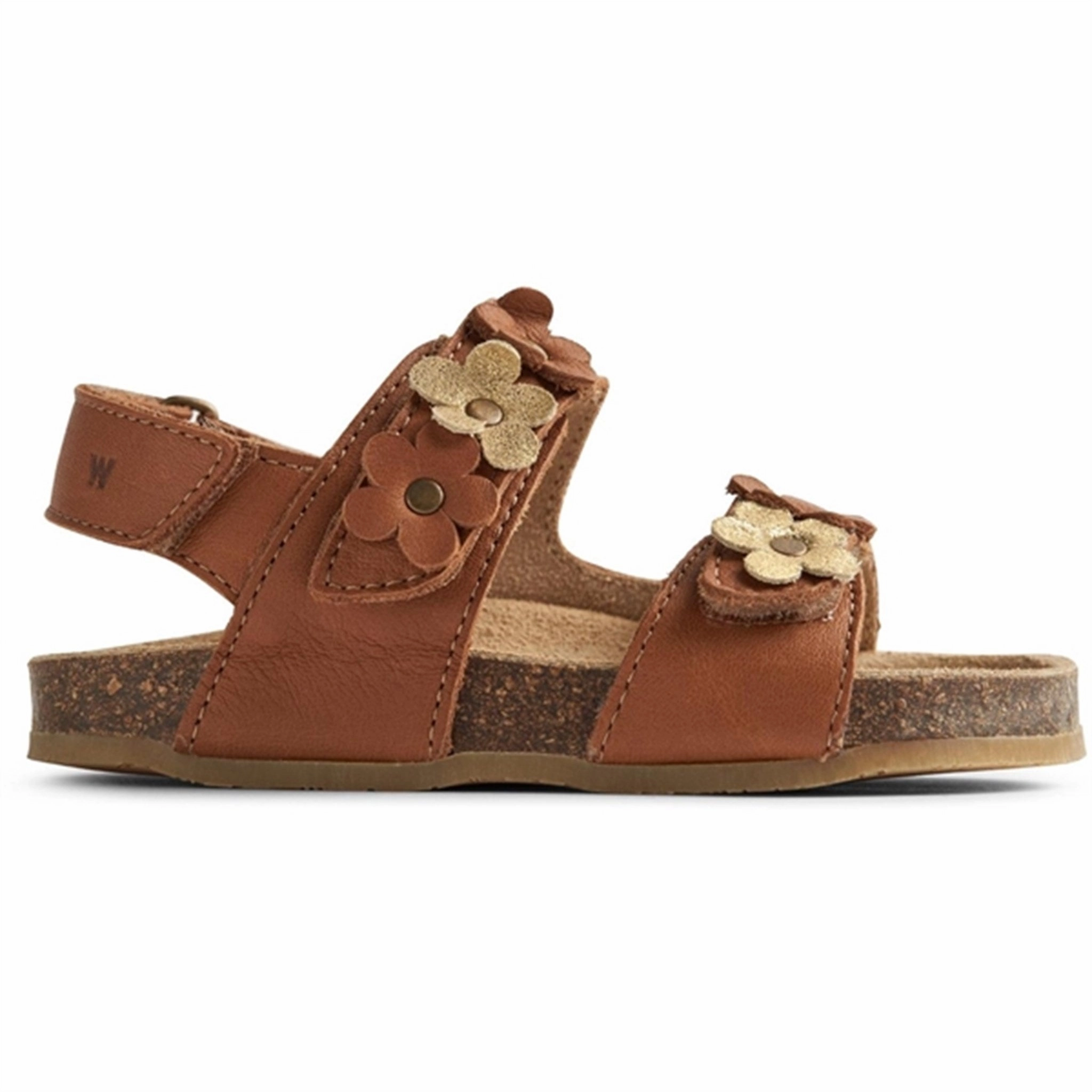 Wheat Sandal Cork Open Toe Clare Flowers Cognac Refined Tone