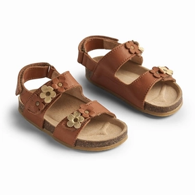 Wheat Sandal Cork Open Toe Clare Flowers Cognac Lifestyle Architecture