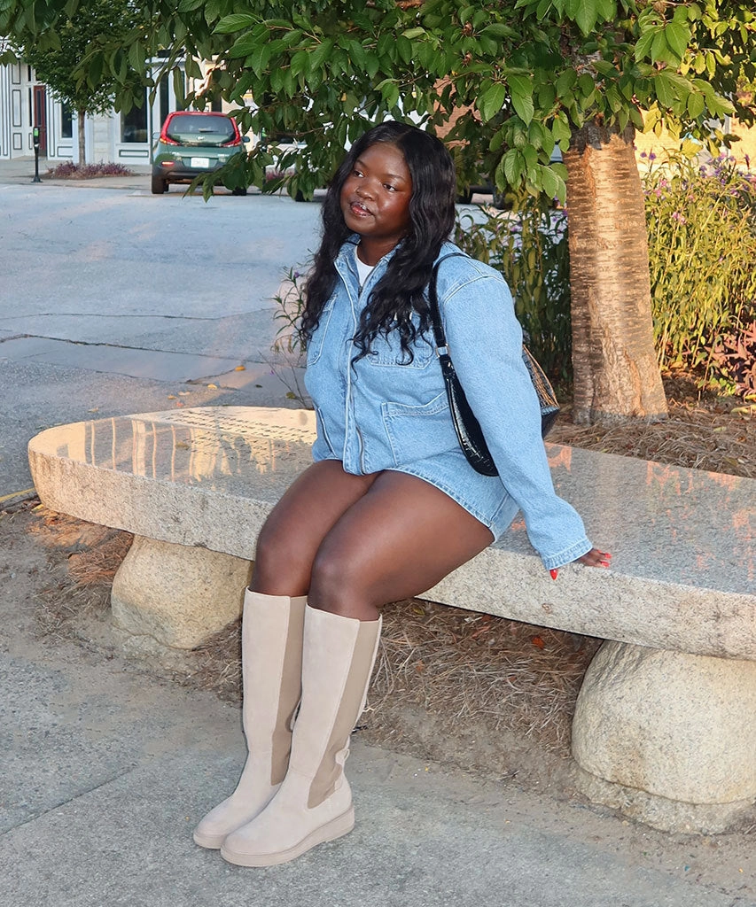 Purpose-Led Eamon H2O Wide Calf Boots Almond Suede
