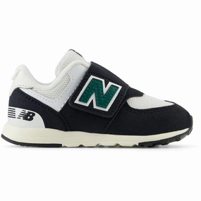 Sleek Citywear Gear For Now New Balance Black 574 Kids New-B Hook & Loop Sneakers
