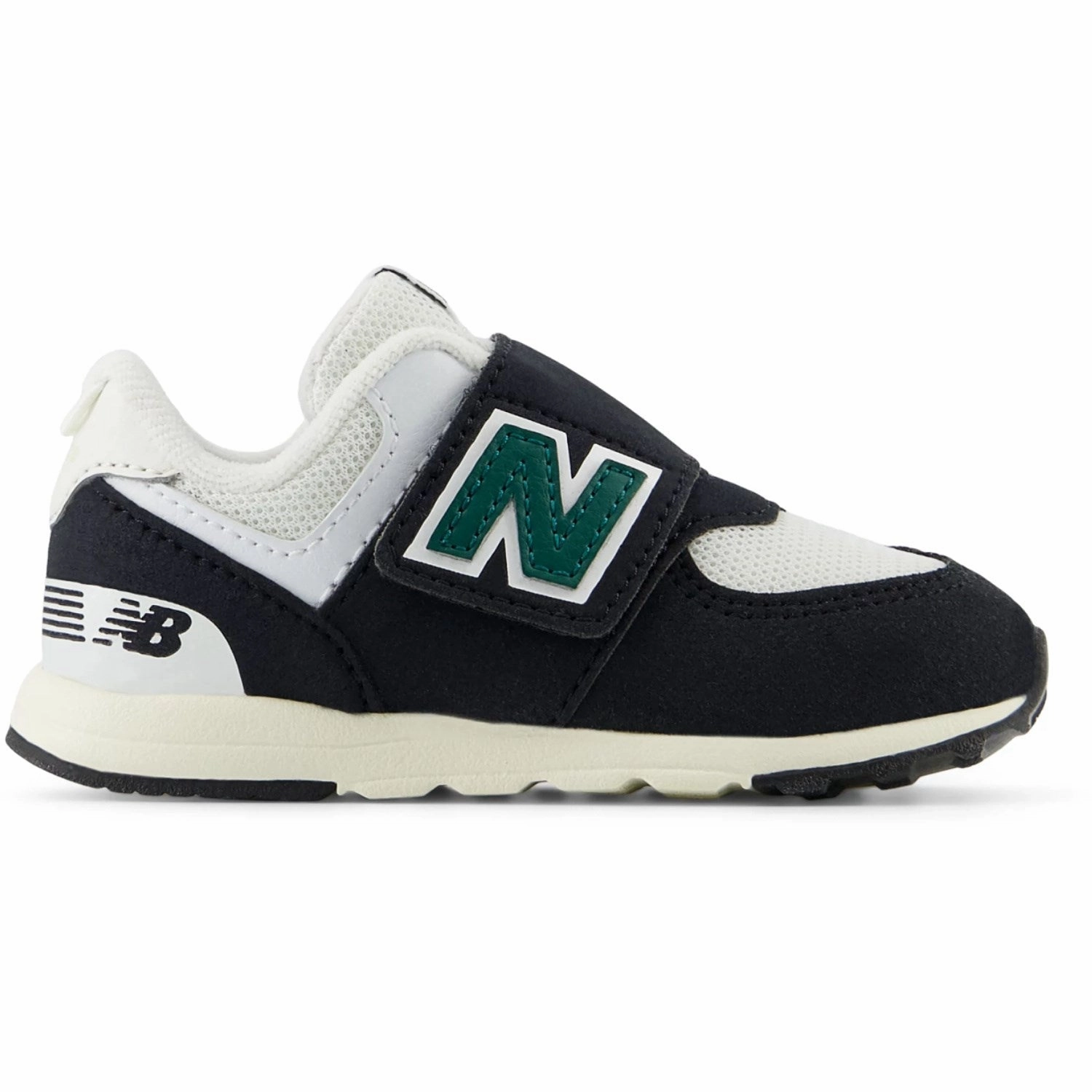 Sleek Citywear Gear For Now New Balance Black 574 Kids New-B Hook & Loop Sneakers