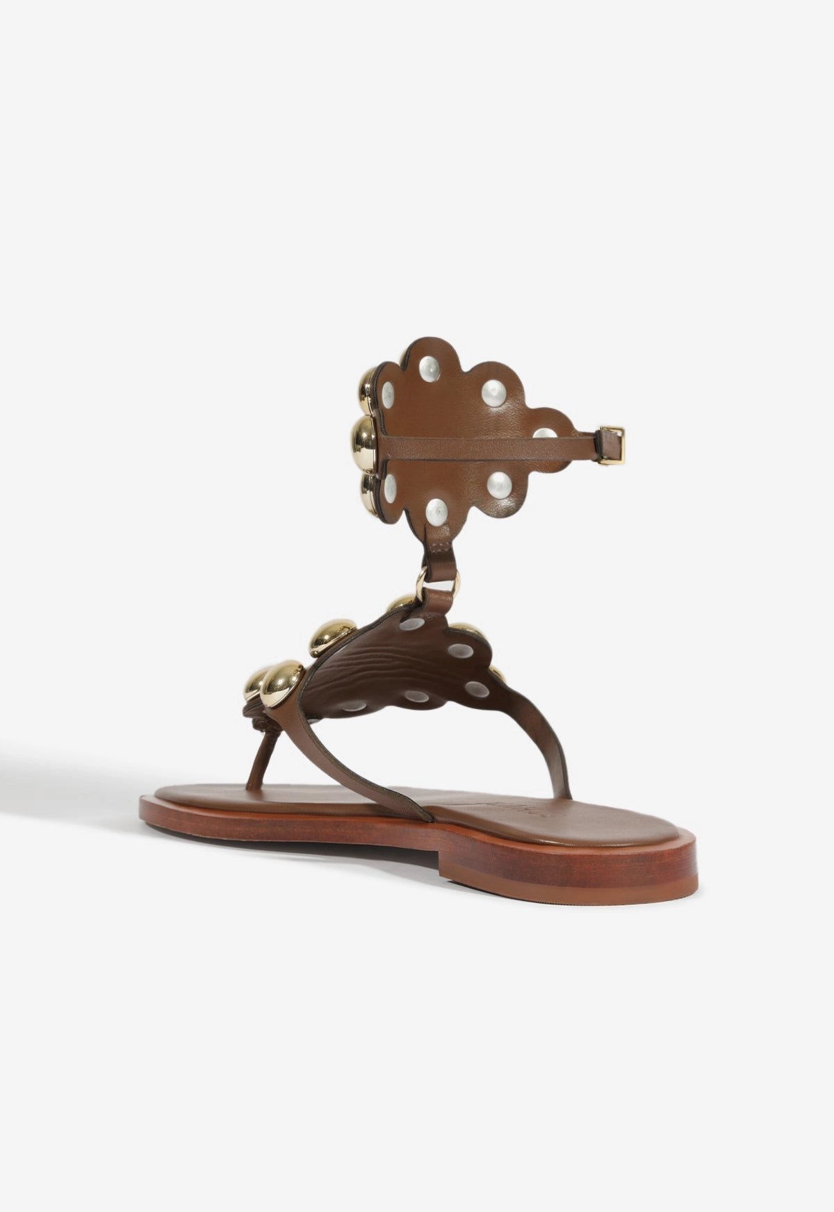 Cool In Motion Form-Focused Mist Brown Leather Flat Sandal