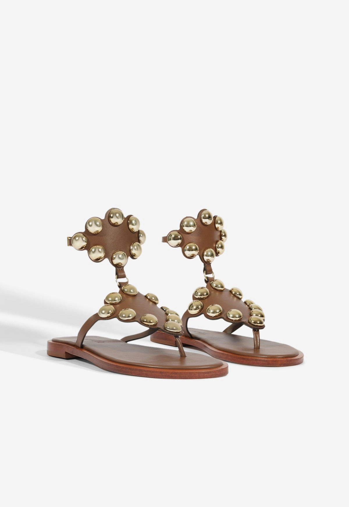 Motion-Driven Wear Mist Brown Leather Flat Sandal