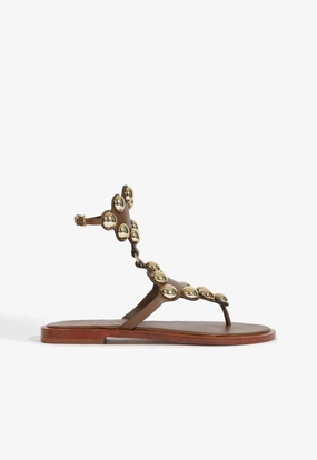 Form-Focused Mist Brown Leather Flat Sandal