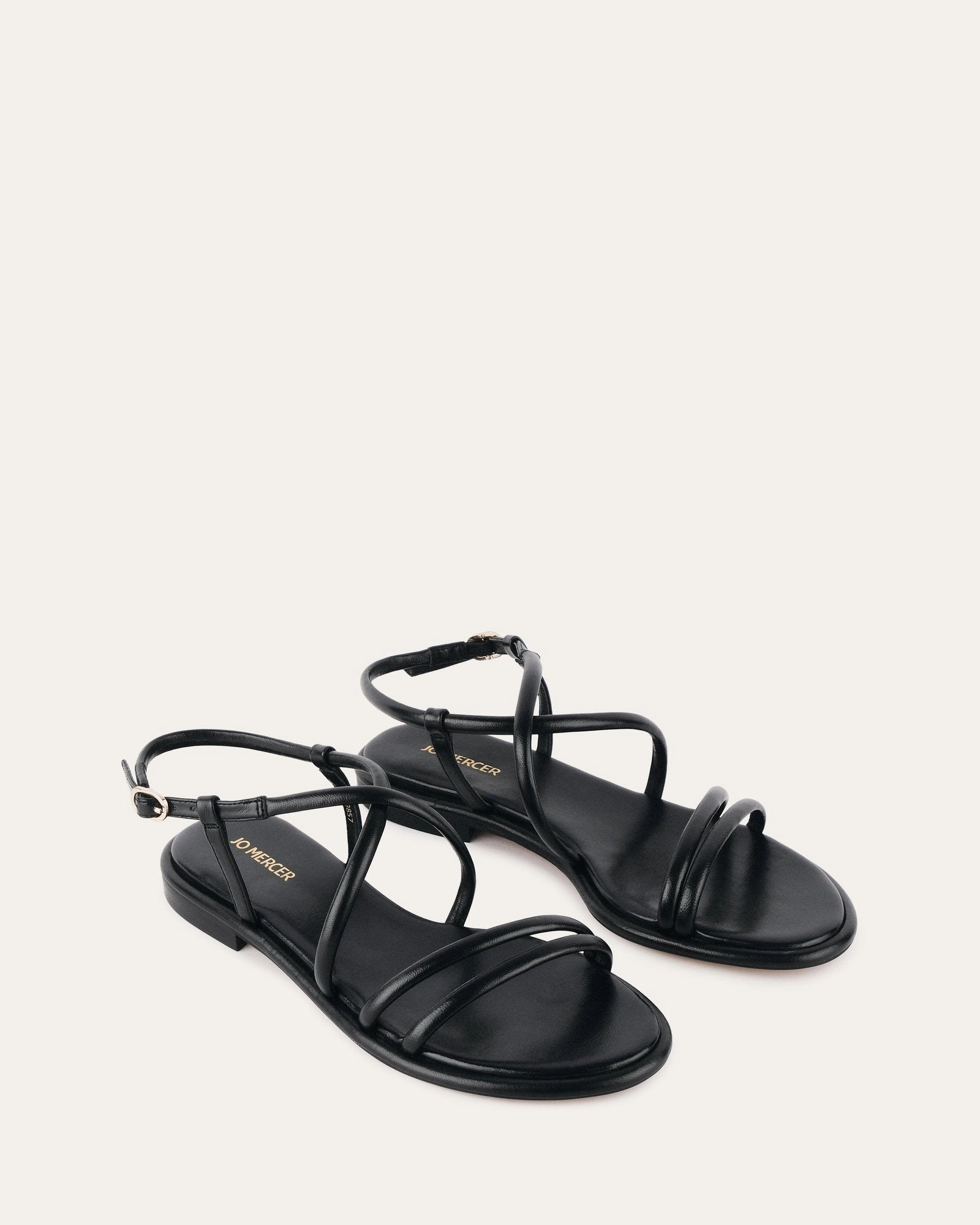 Catalina Flat Sandals Black Leather Motion Living