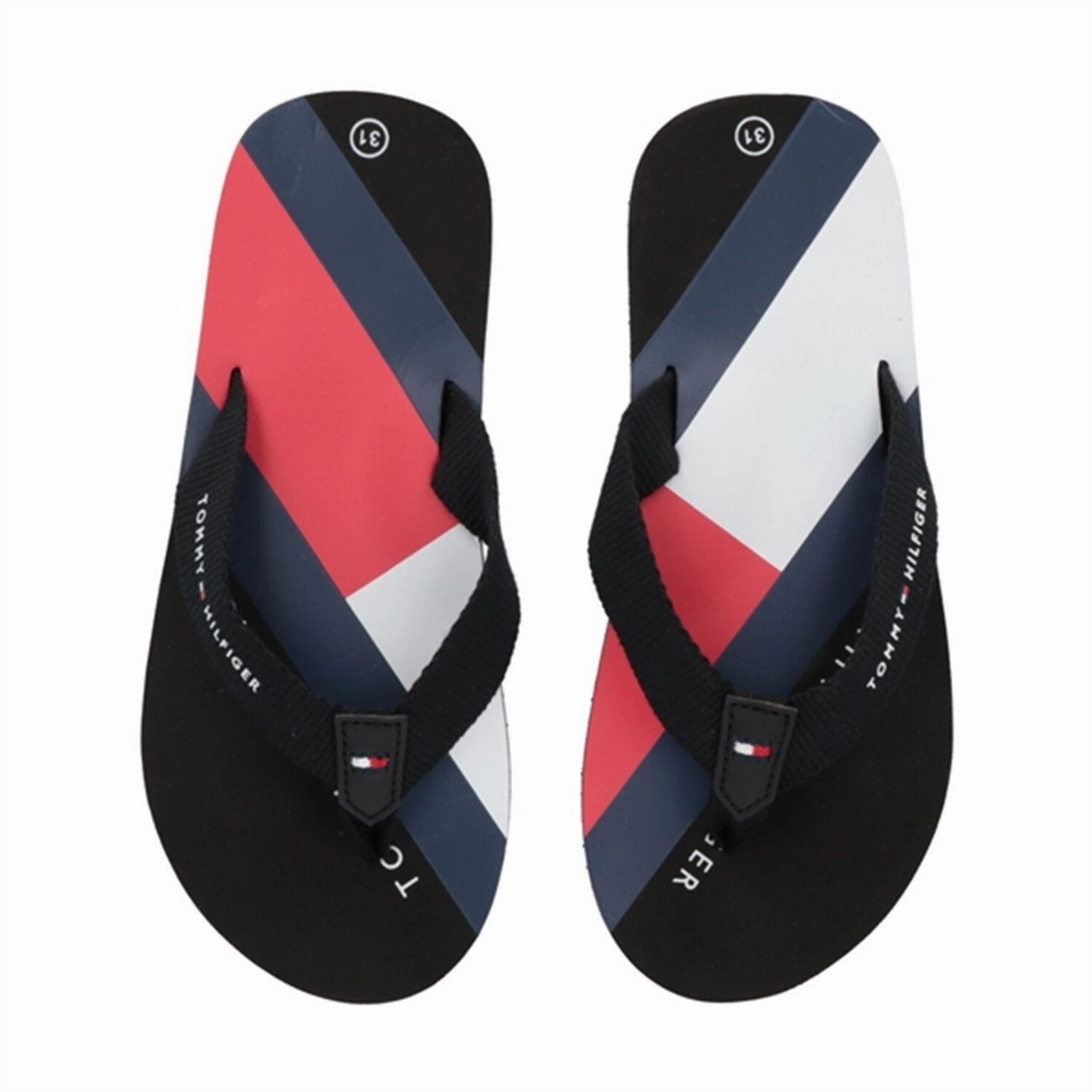 Tommy Hilfiger Flag Print Flip Flop Black Universal Fit Streamlined Urban