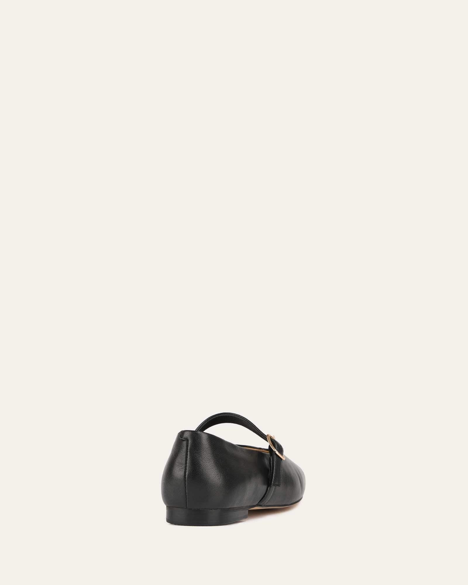 April Casual Flats Black Leather Easy Fit System