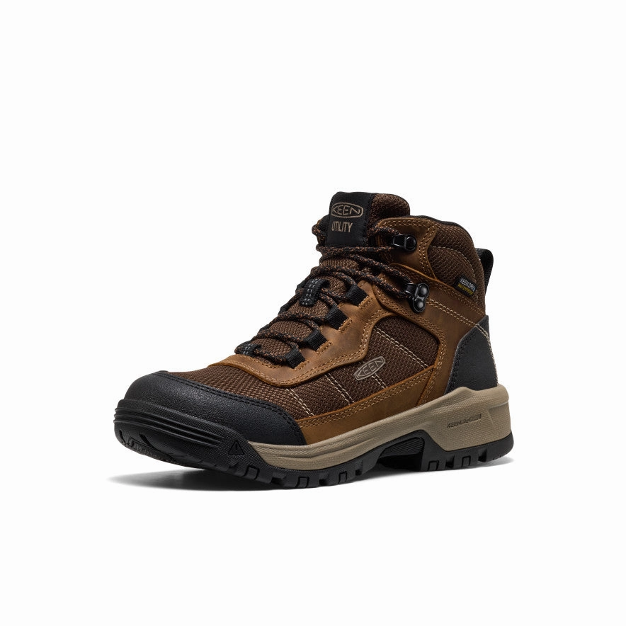 Urban Evolution Sleek Routine Women'S Skokie Waterproof Work Boot (Soft Toe)  |  Bison/Black