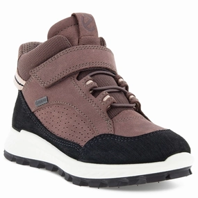 Built For Motion Ease And Balance Ecco Exostrike Kids Ankle Boot Black/Dusty Purple/Dusty Purple