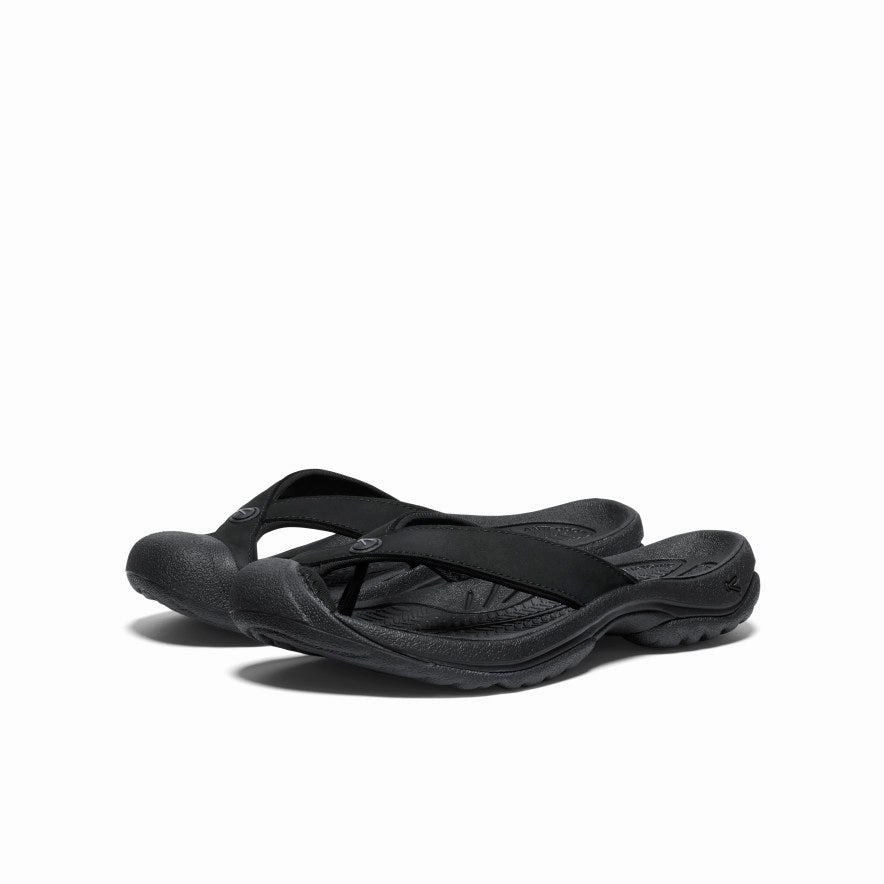 Women'S Waimea Leather Flip-Flop  |  Black/Black Anytime Movement Flow-Forward