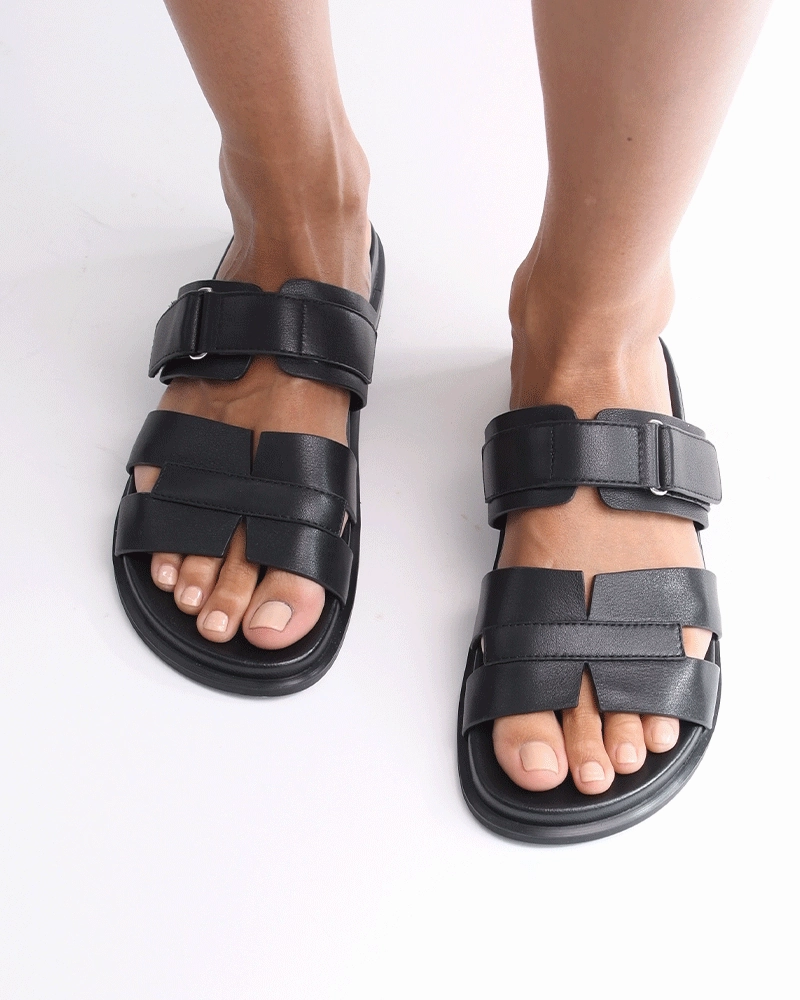 Hendrix Flat Slides Black Leather Fit To Live Urban Toolkit