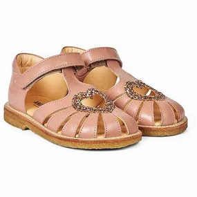 Angulus Hjerte Sandal W. Velcro Dark Peach/Multi Glitter Optimized Outfit