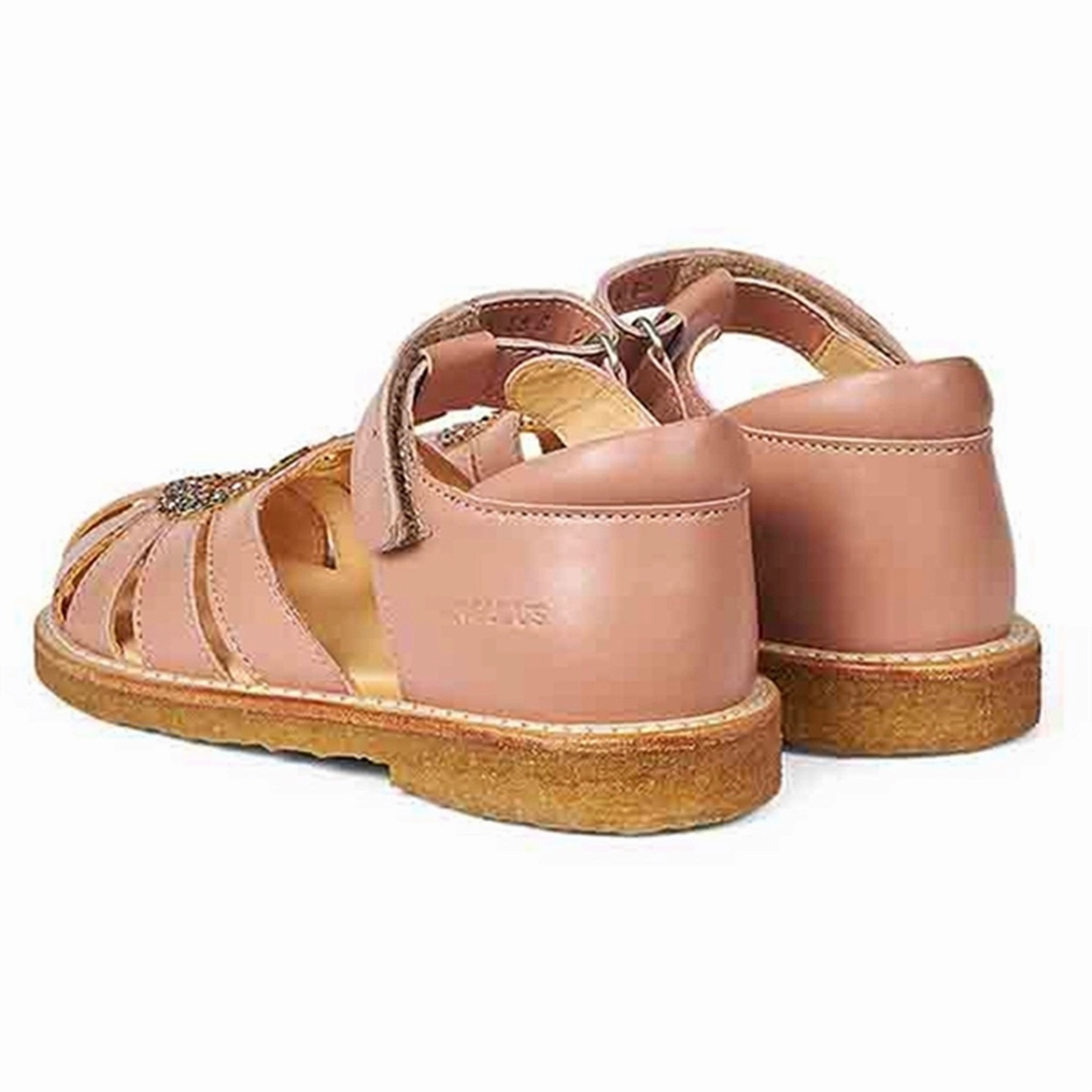 Wearable Clarity Angulus Hjerte Sandal W. Velcro Dark Peach/Multi Glitter