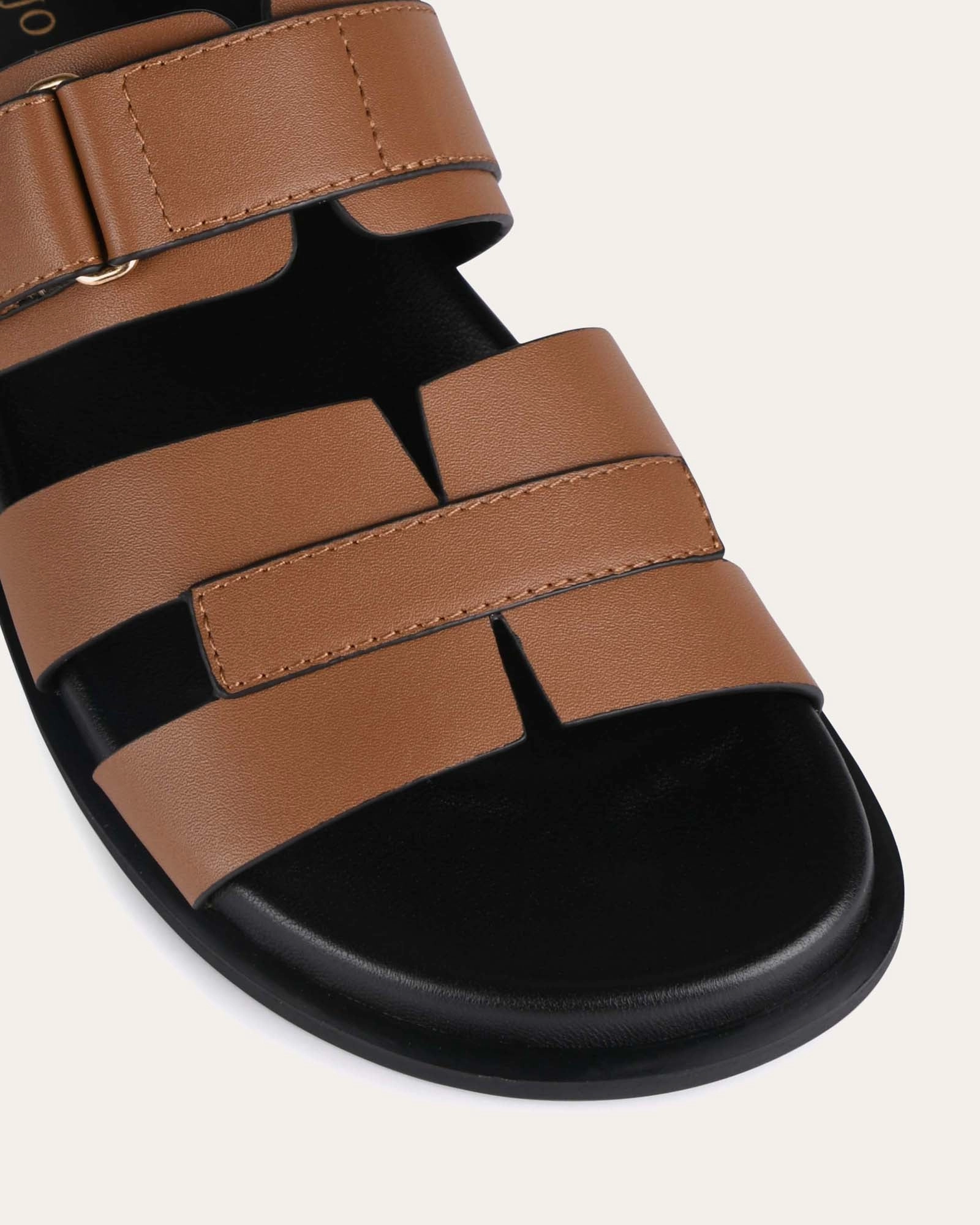 Built For Real Utility In Style Hendrix Flat Slides Dark Tan Leather