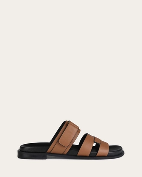 Essential Structure Light Motion Gear Hendrix Flat Slides Dark Tan Leather