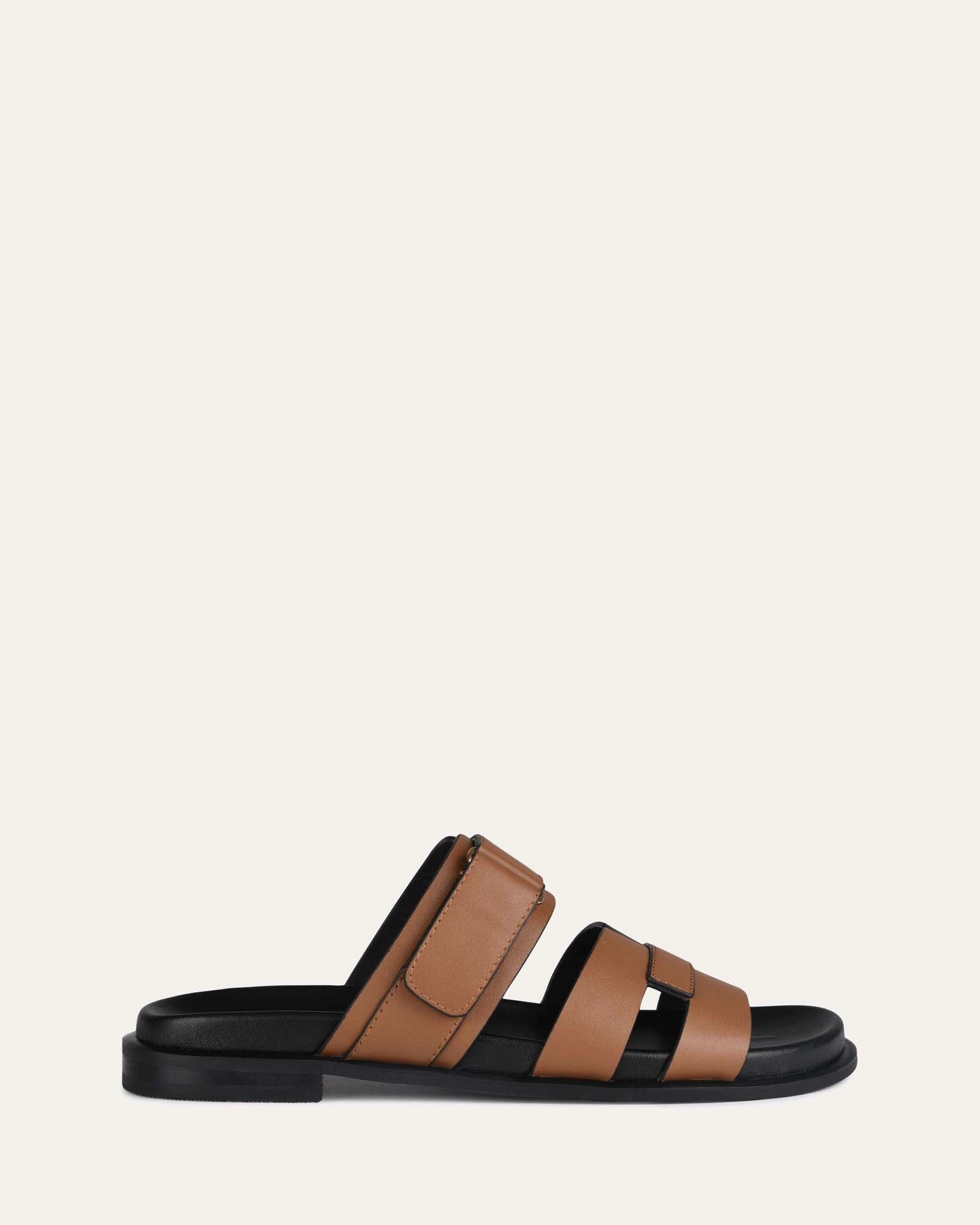 Essential Structure Light Motion Gear Hendrix Flat Slides Dark Tan Leather