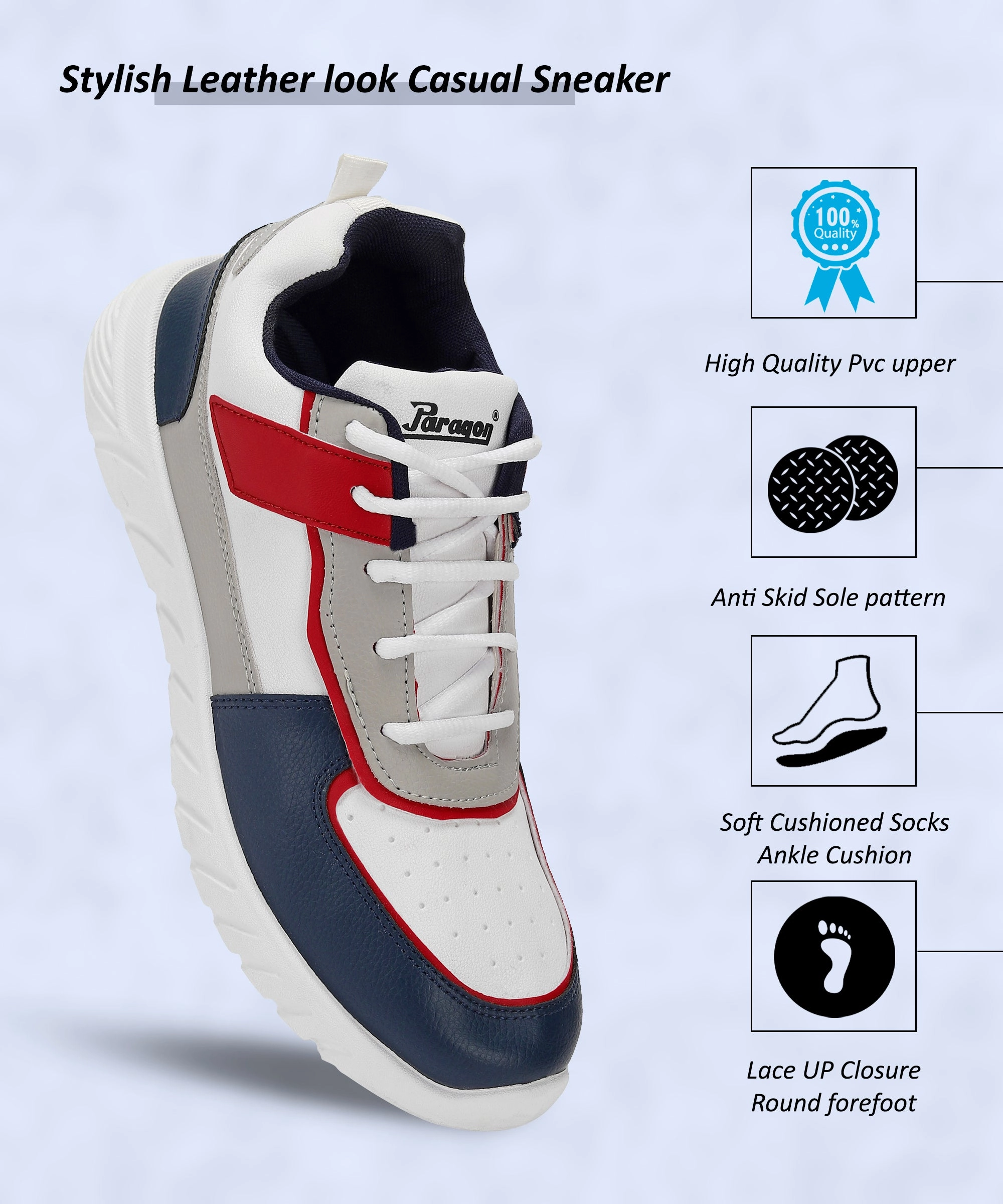 Flexible Everyday Essential Edge Paragon K1022G Men Casual Shoes | Stylish Walking Outdoor Shoes For Everyday Wear | Smart & Trendy Design  | Comfortable Cushioned Soles White