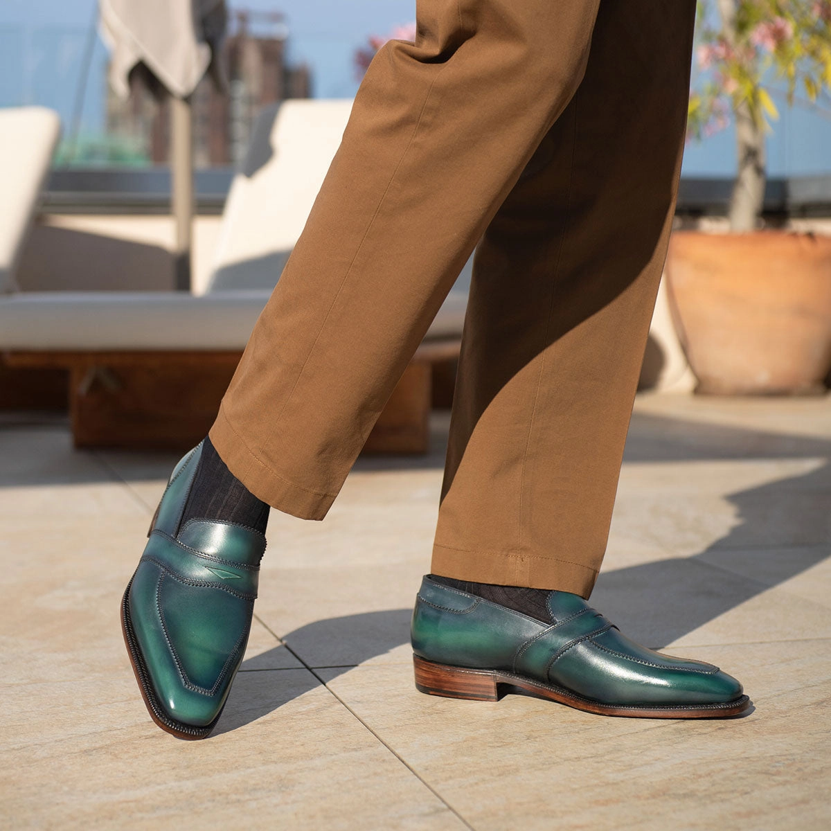Future-Forward Comfort James Loafer - Emerald Handmade Patina