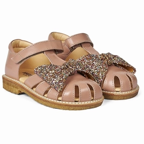 Urban Calm Everyday Core Angulus Sandal W. Bow And Velcro Dark Peach/Multi Glitter