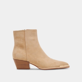 Nonah Wide Booties Tan Suede Adaptive Aesthetic