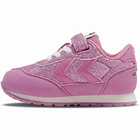 Simplify Style Hummel Reflex Glitter Infant Sneakers Pink