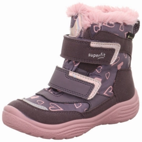 Ease In Design Modern Motionwear Superfit Purple/Rose Crystal Girls' Slip-On Velcro Zip Boots