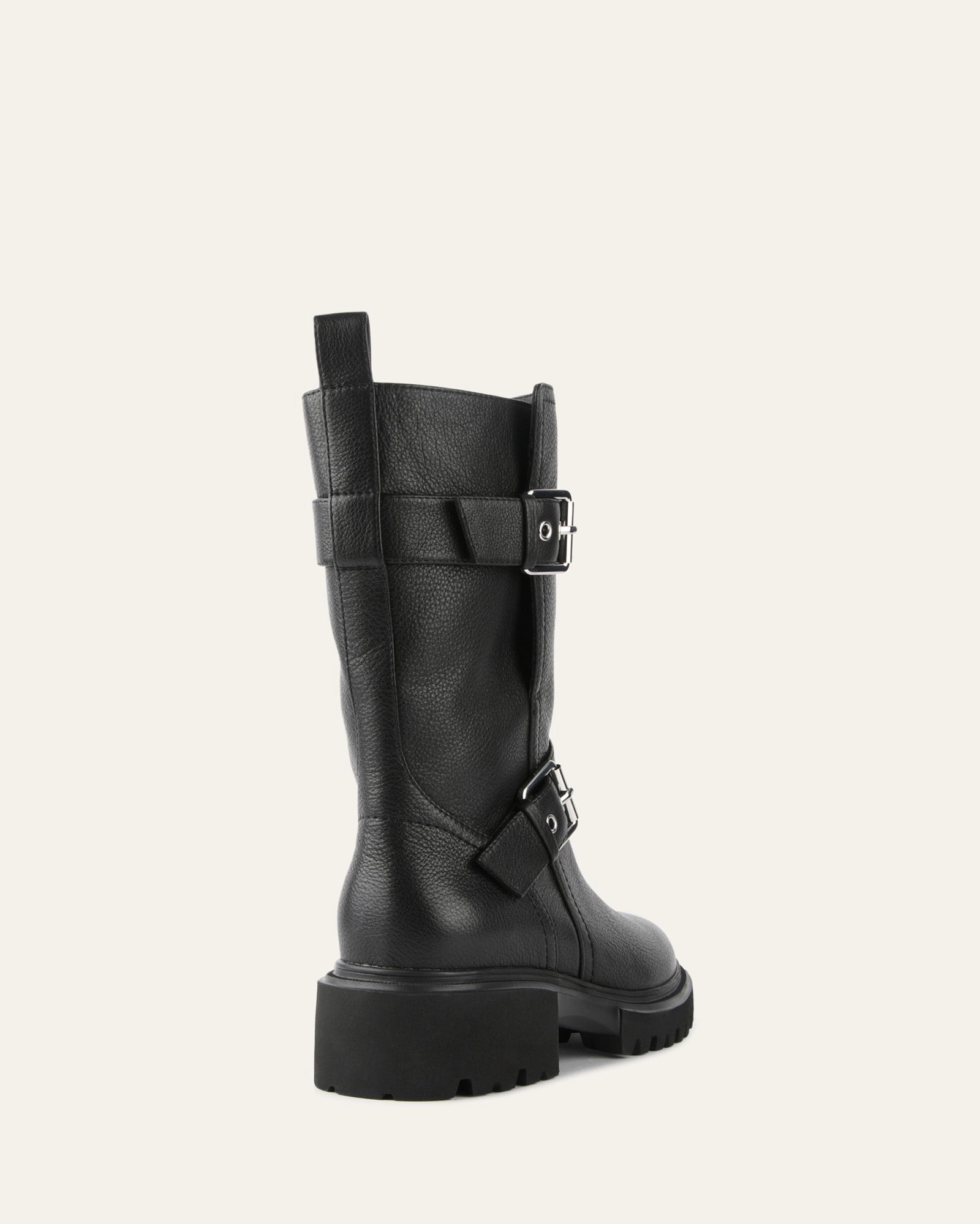 Elliot Flat Ankle Boots Black Leather Modern Pattern Elevated Layers