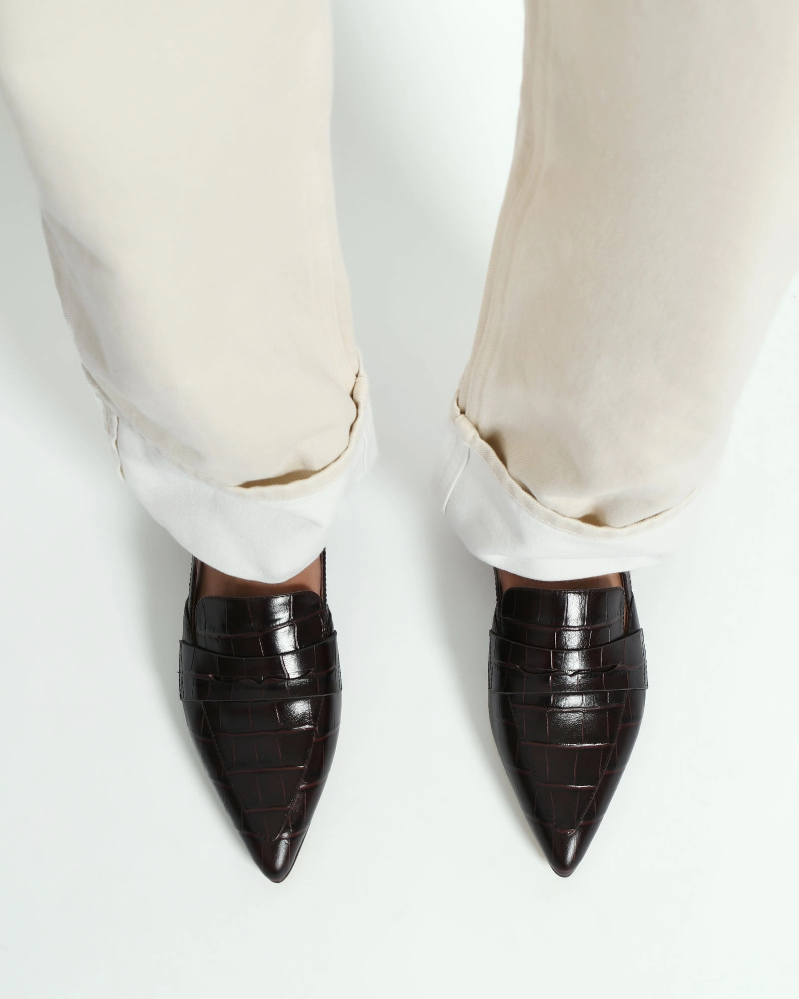 Eloise Dress Flats Chocolate Croc Refined Minimalism Tailored For Life