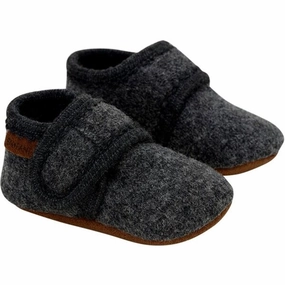 En Fant Baby Wool Slippers Dark Grey Melange Design In Motion