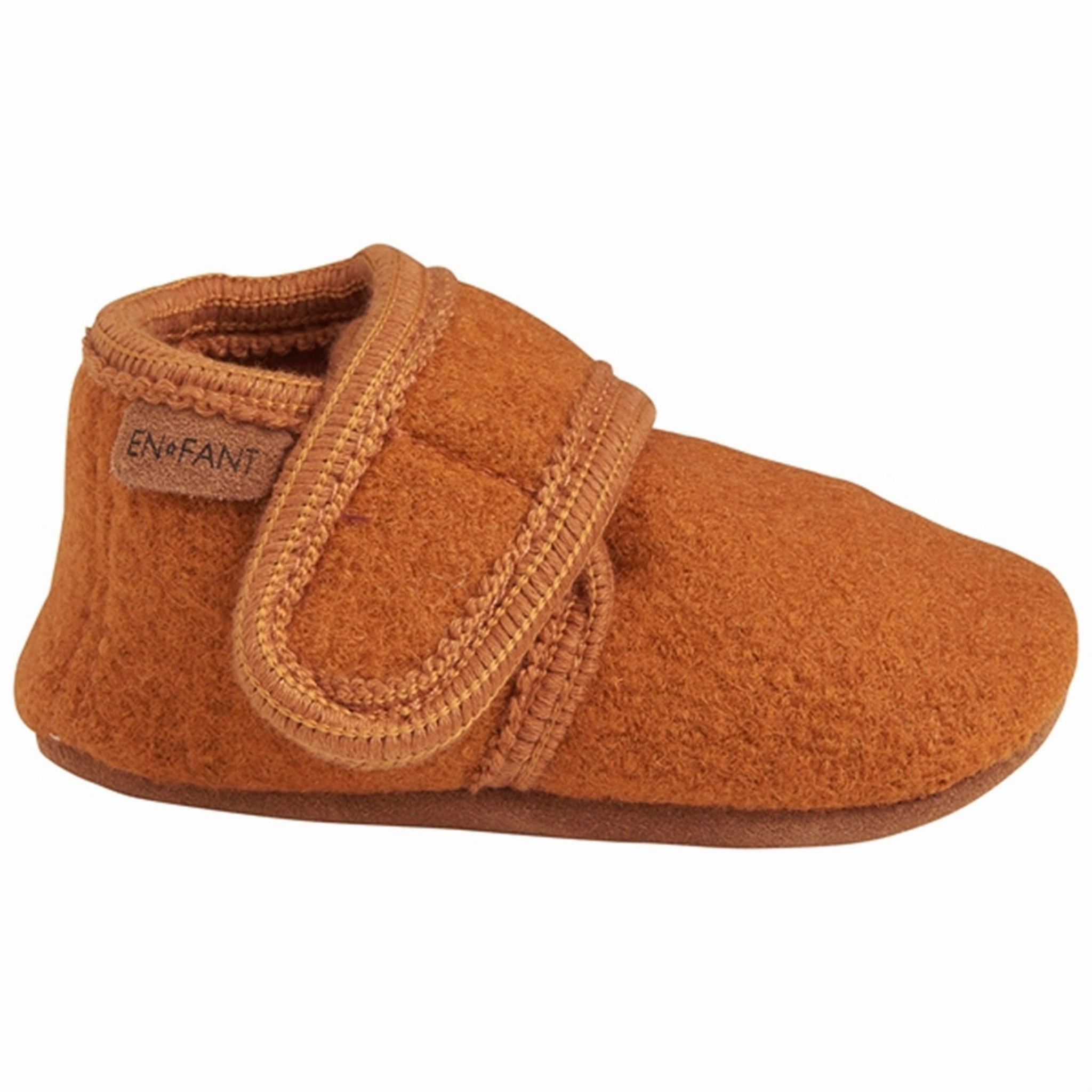 Refined Edge Beyond The Basics En Fant Baby Wool Slippers Leather Brown