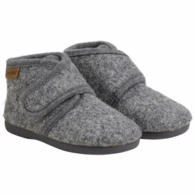 Designed With Flow Your Daily Layer En Fant Dark Gray Melange Wool Booties Velcro