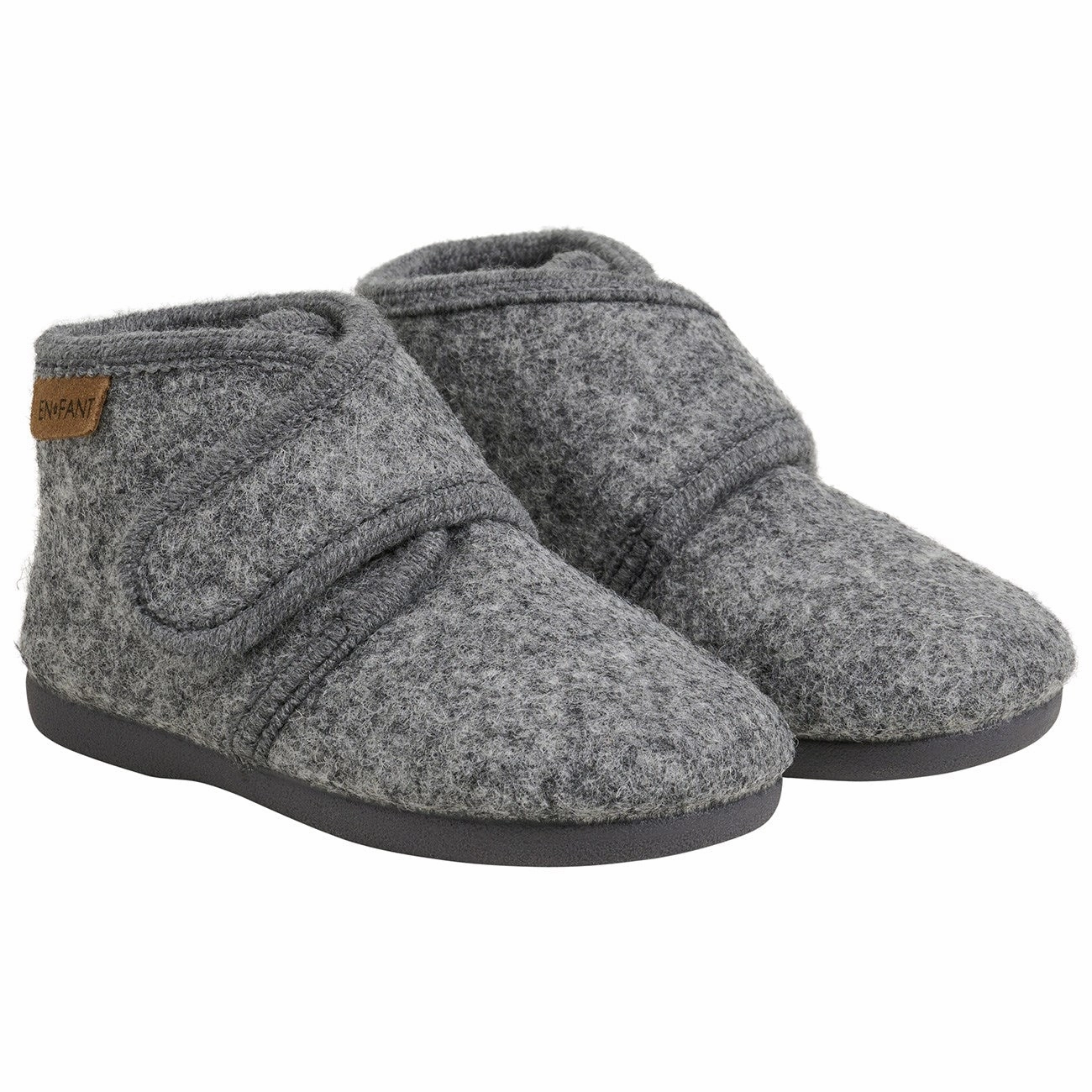 Designed With Flow Your Daily Layer En Fant Dark Gray Melange Wool Booties Velcro