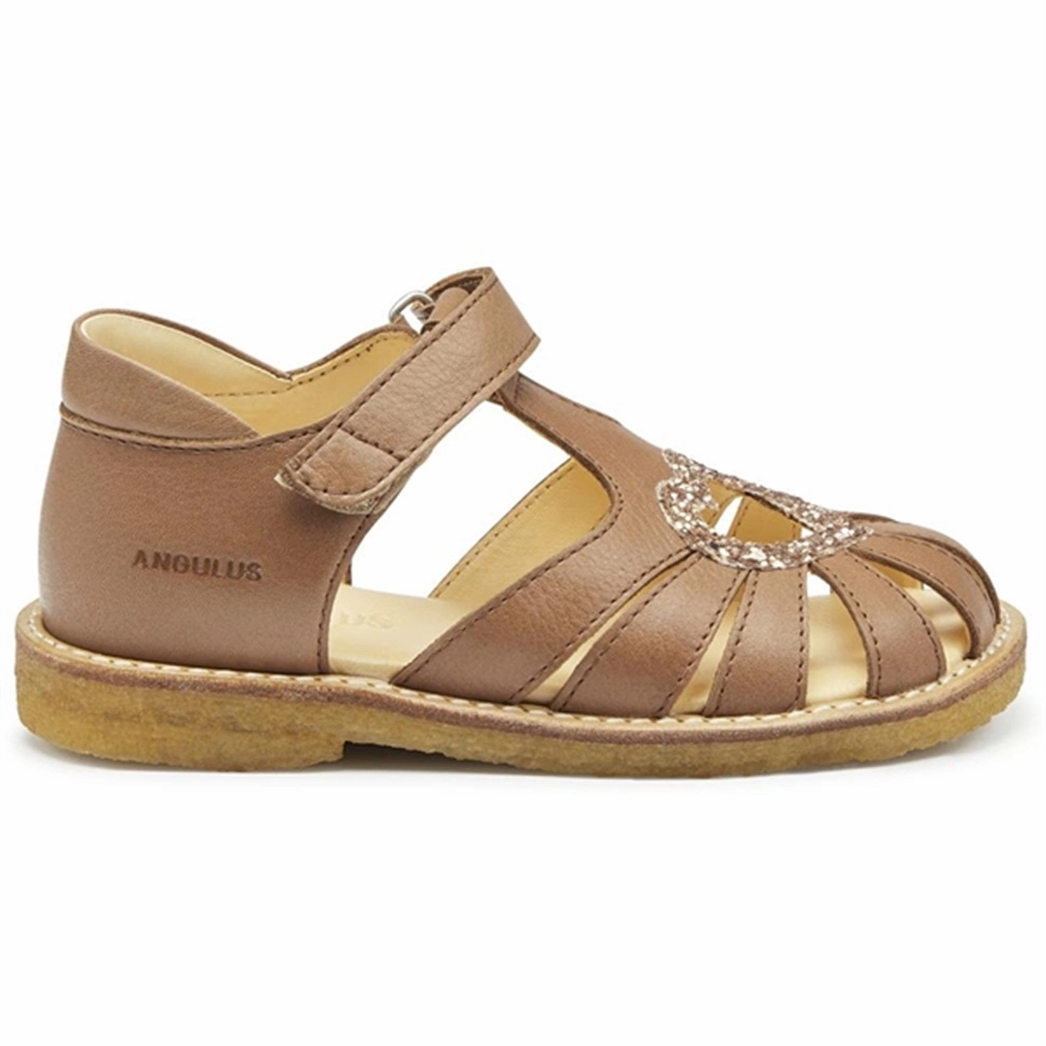 Angulus Hjerte Sandals Almond/Maple Glitter Refined Minimalism