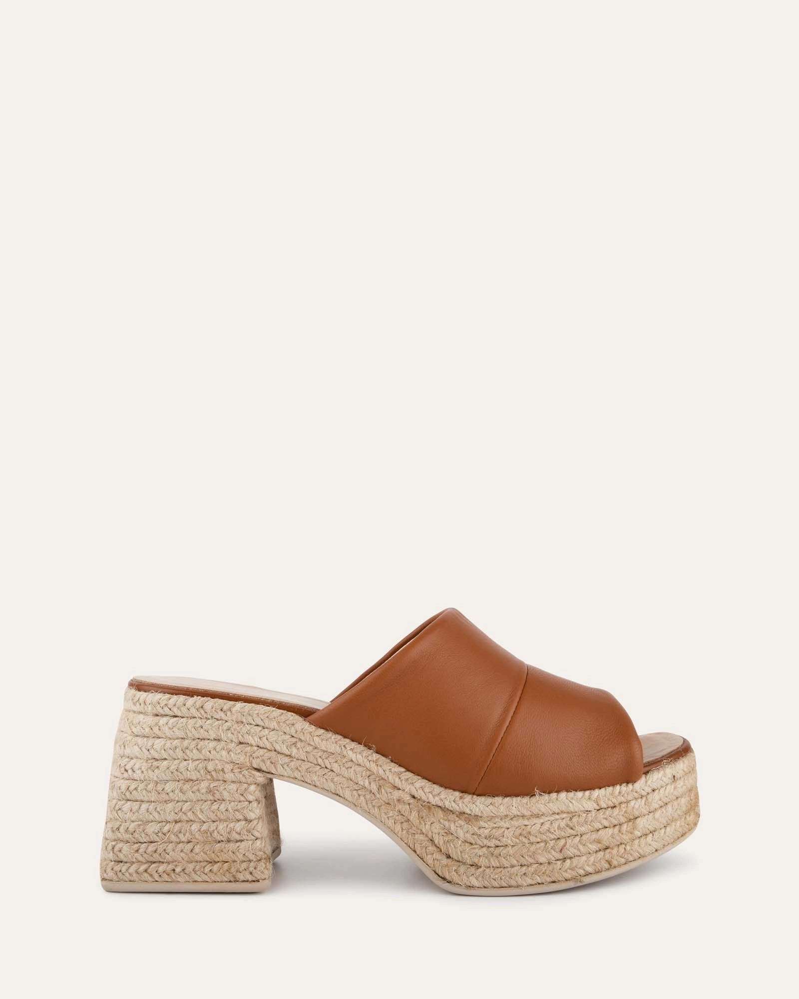 Kristen High Heel Espadrille Sandals Tan Leather Downtown Vibe Versatile Future