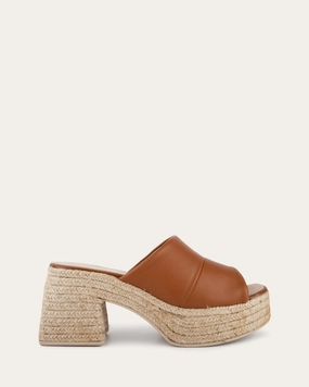 Kristen High Heel Espadrille Sandals Tan Leather Downtown Vibe Versatile Future