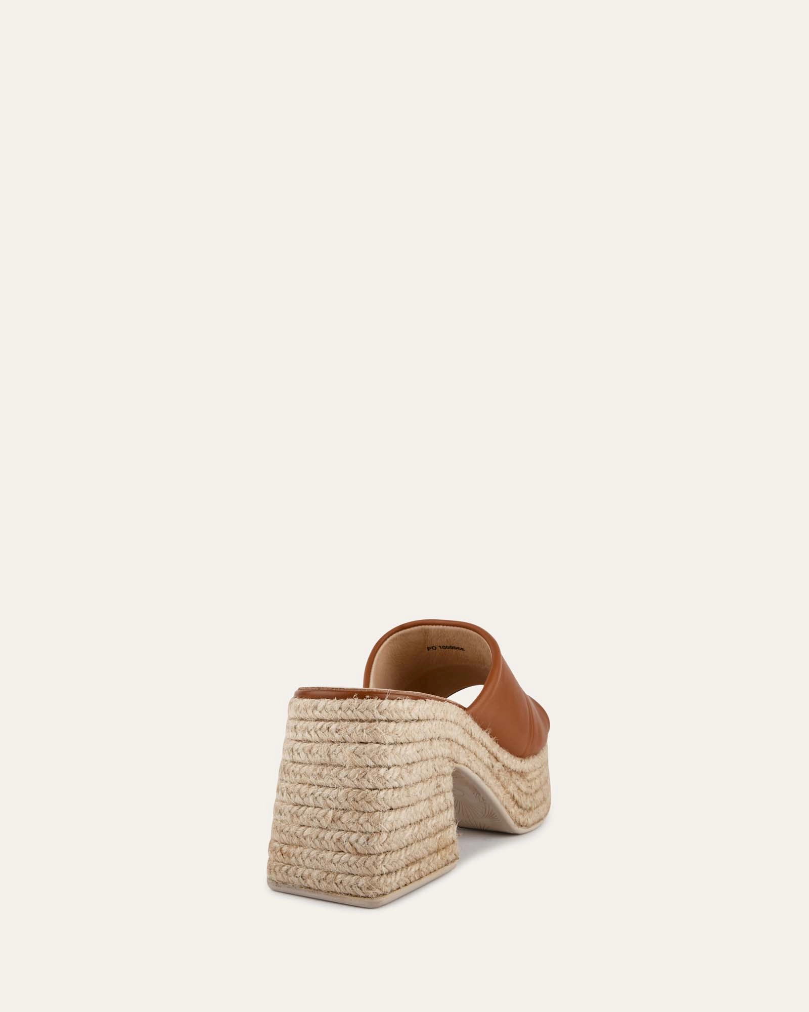 Kristen High Heel Espadrille Sandals Tan Leather Daily Vibe Design In Motion