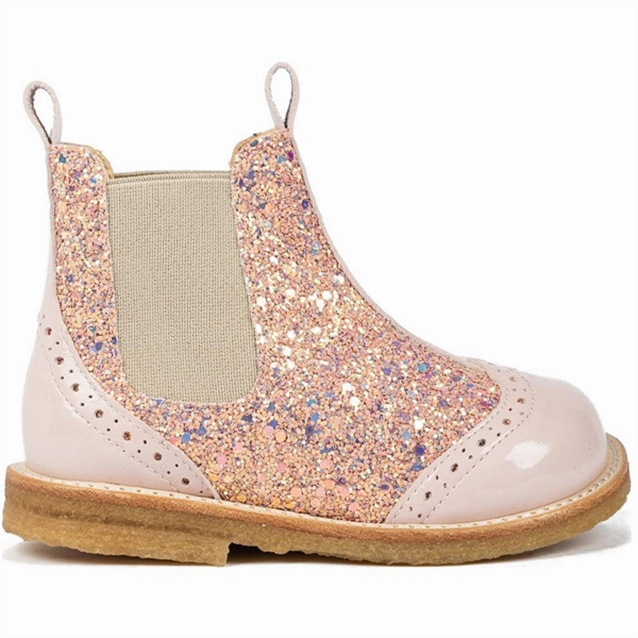 Angulus Chelsea Boots Pale Rose/Rose Glitter/Beige Elastic Elevated Simplicity