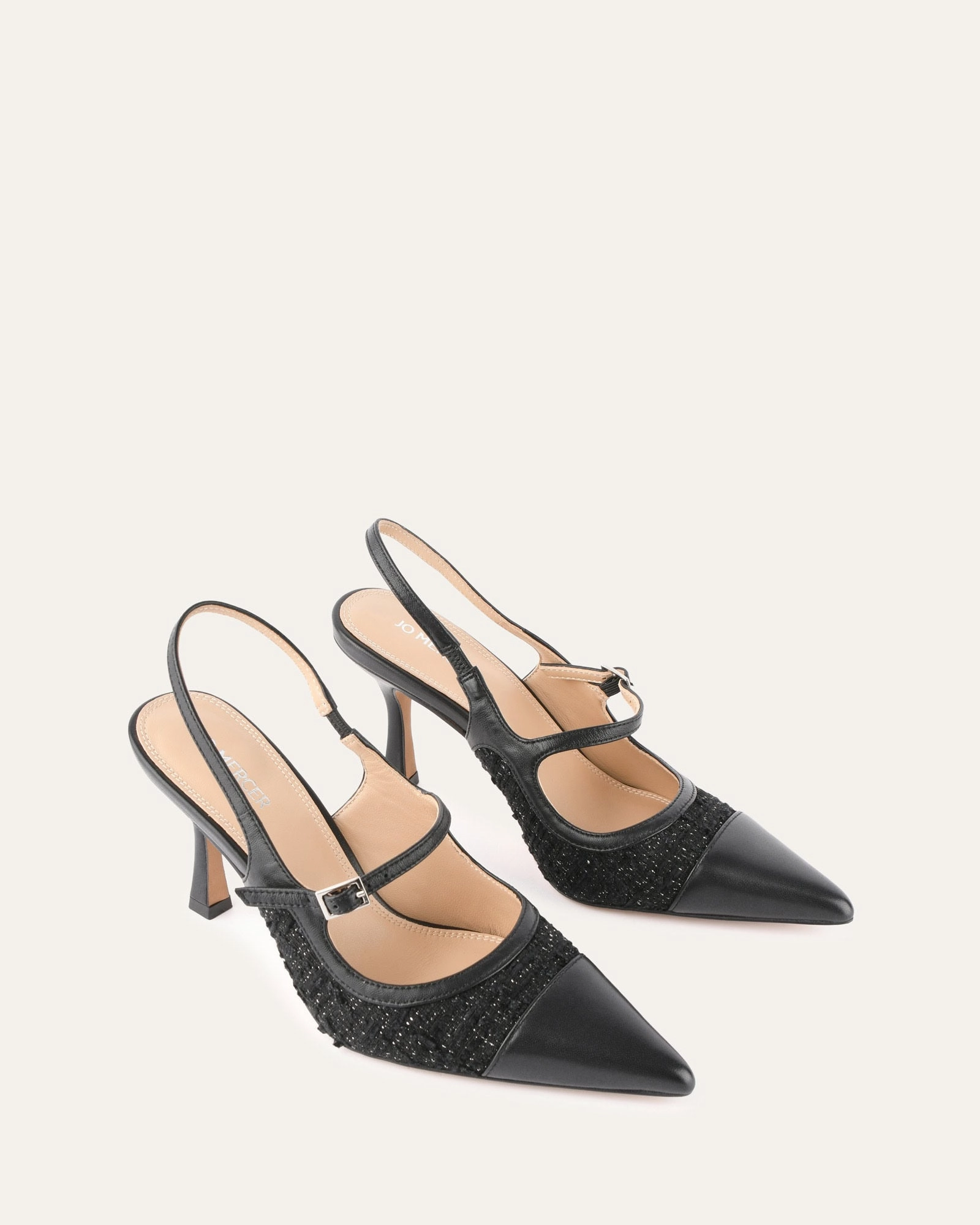 Refined Edgewear Street-Forward Ascot High Heels Black Tweed