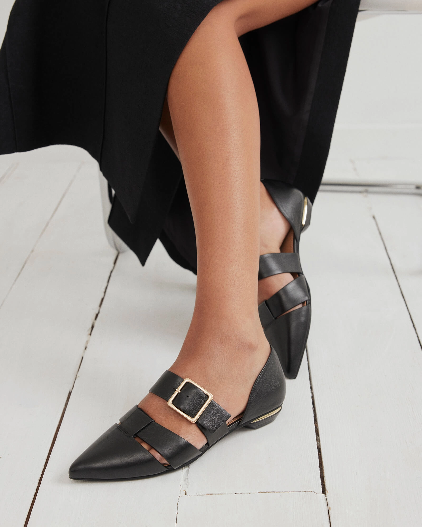 Urban Layering Cool Fitwear Carla Dress Flats Black Leather