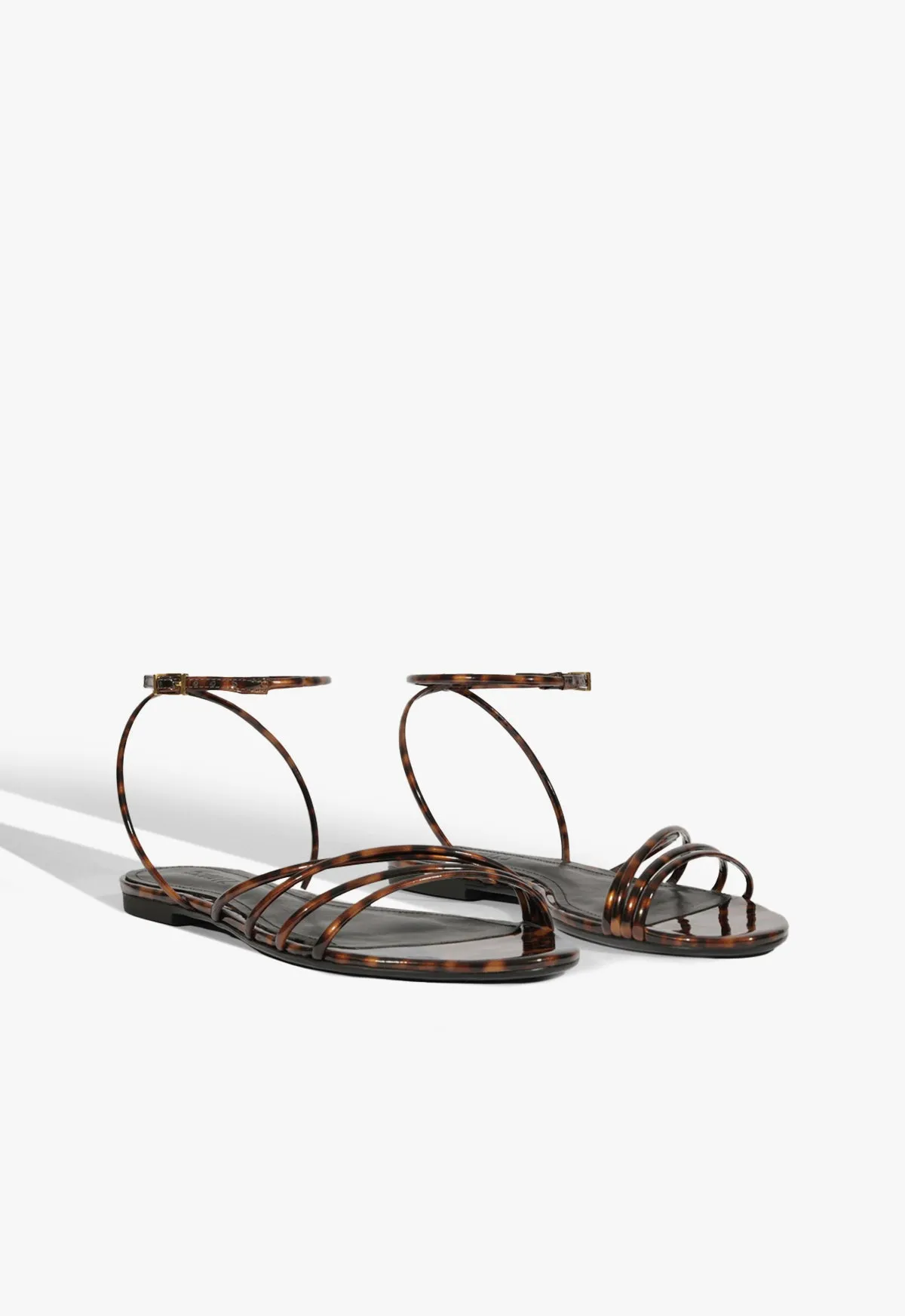 Inez Animal Print Leather Flat Sandal Open Utility