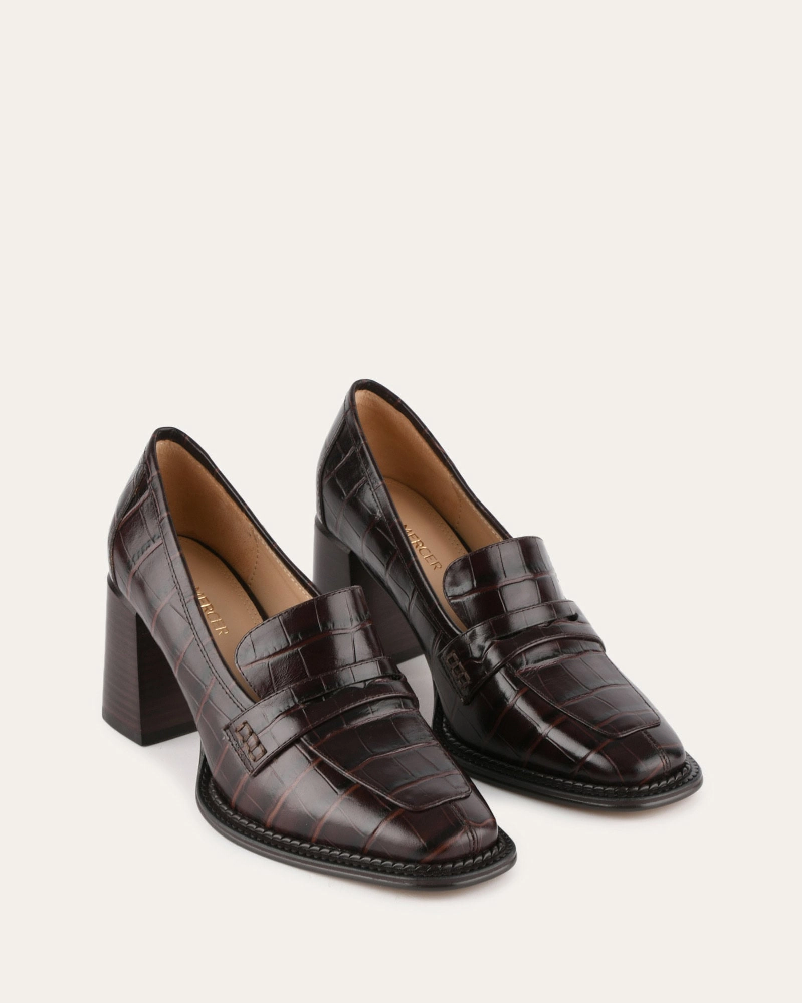 Made To Flex Your Daily Layer Delilah Mid Heel Loafers Chocolate Croc