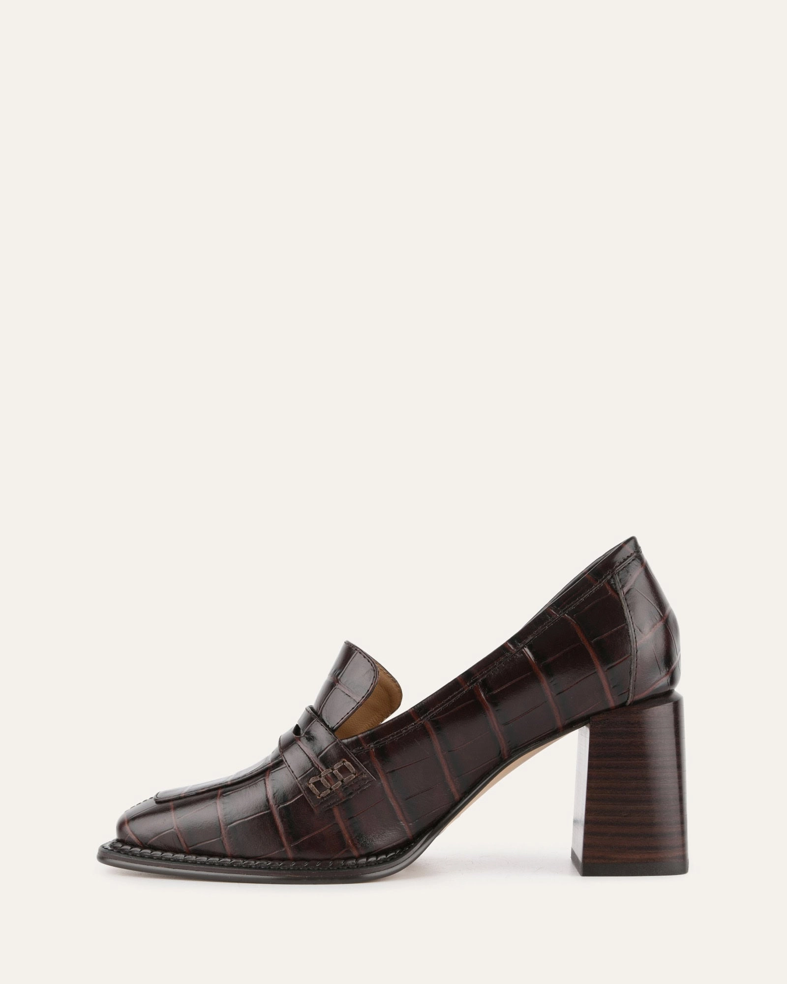 Delilah Mid Heel Loafers Chocolate Croc Function With Style Instant Outfit