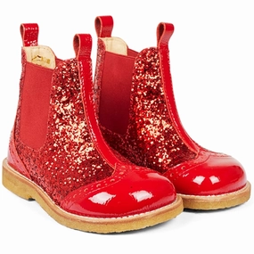 Angulus Chelsea Boots With Glitter Red/Red/Red Elastic Minimal Movement Forward-Looking Fit