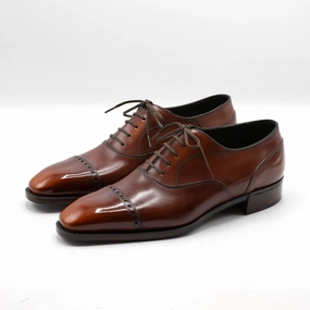 Mario Oxford Shoe (Handmade Beveled Waist) - Bourbon Patina Mobility Made Easy