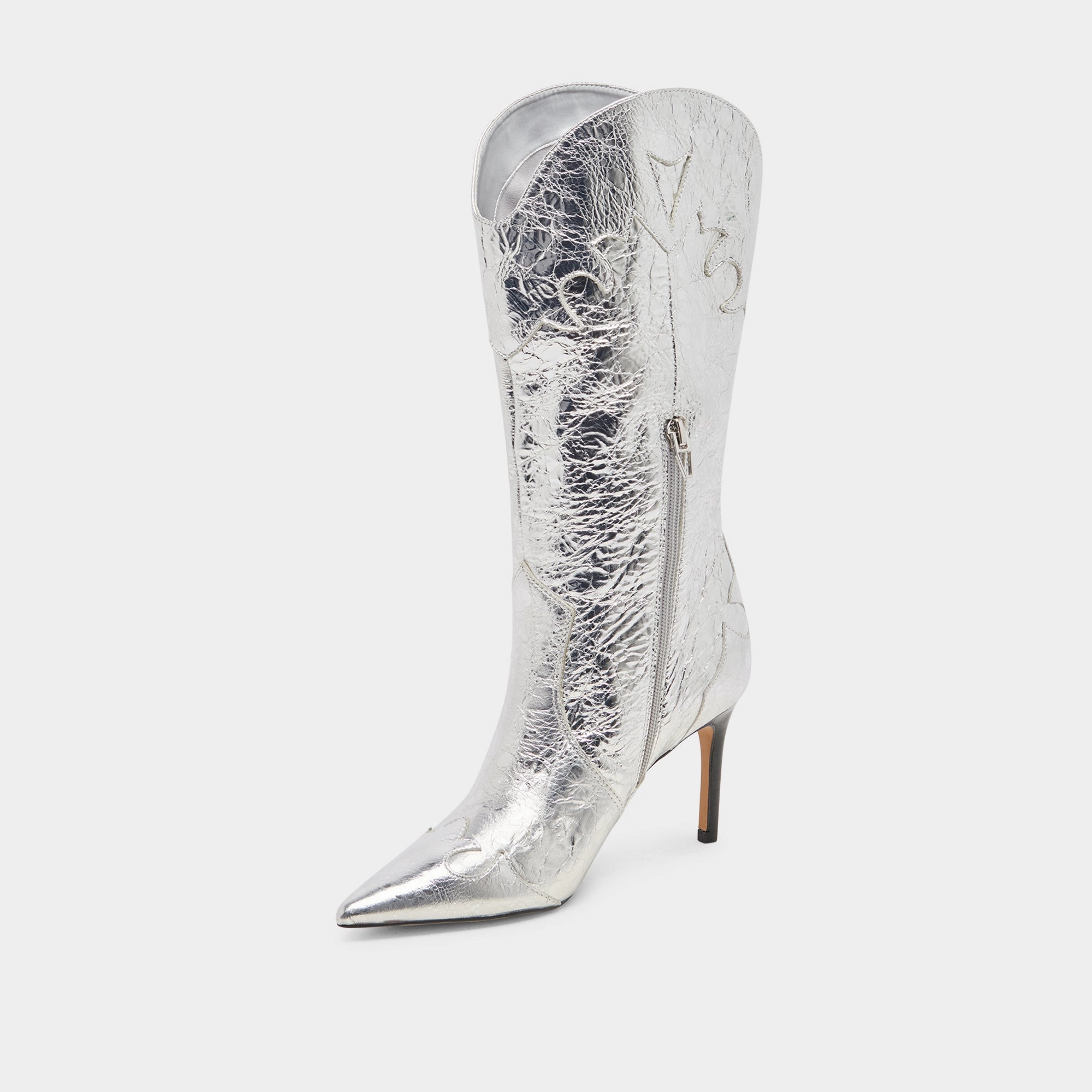 Kasedy Boots Silver Distressed Leather Precision Lifestyle Cool And Essential
