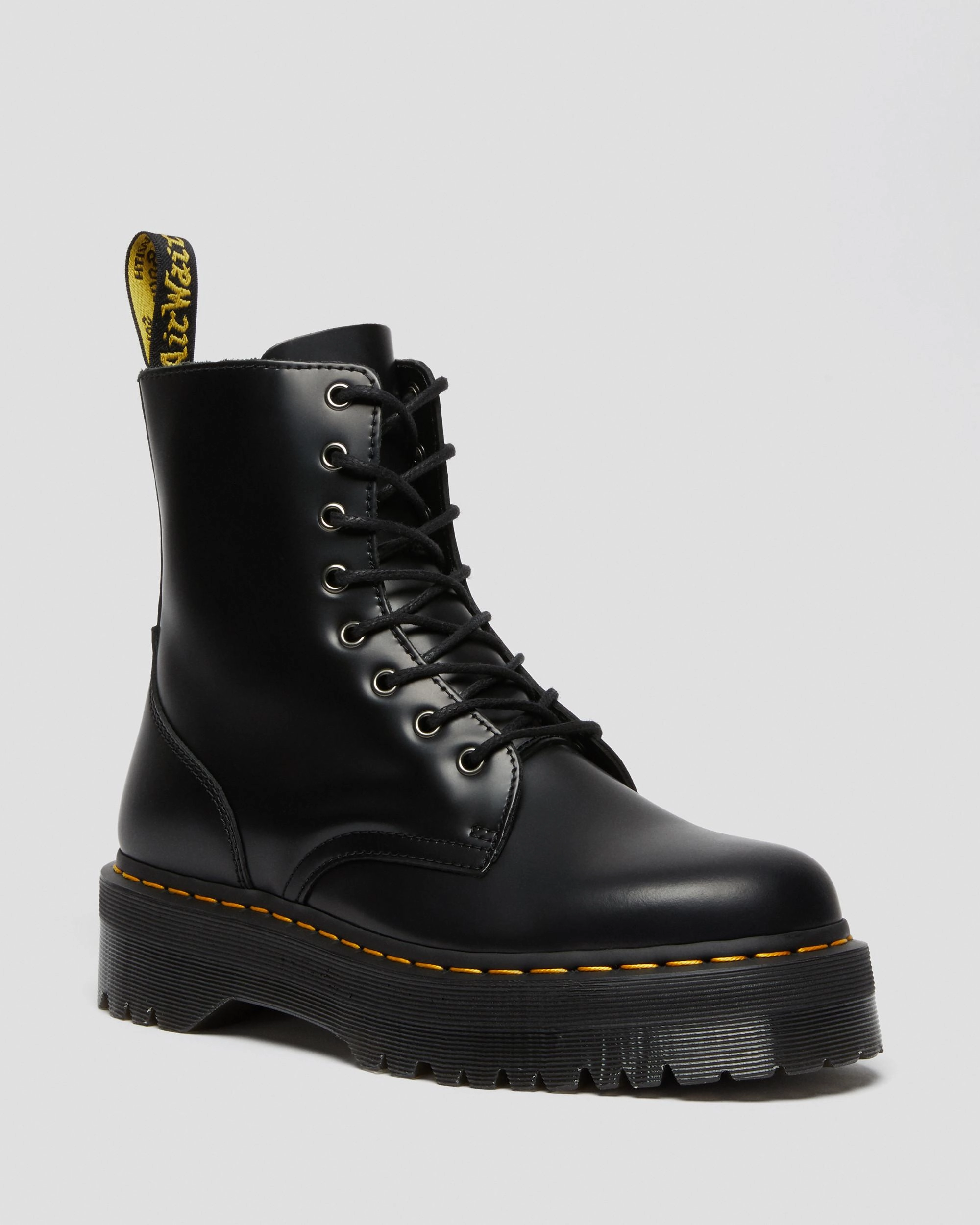 Jadon Polished Smooth Leather Platform Boots Refined Looks Refined Silhouette