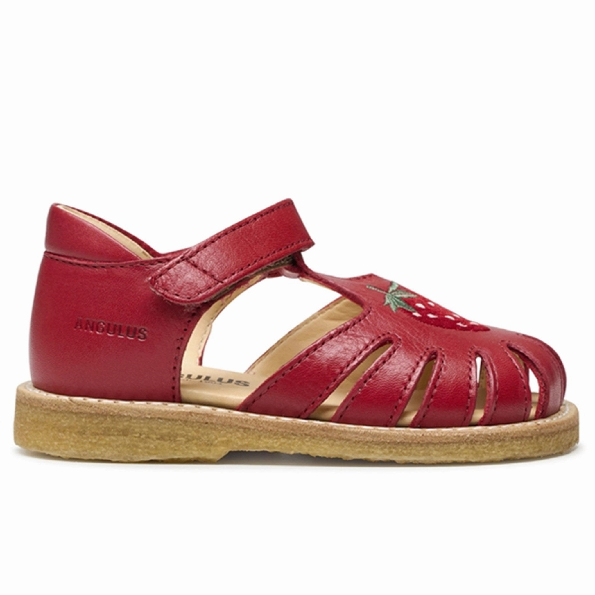 Living In Style Angulus Sandal W. Strawberry And Velcro Red