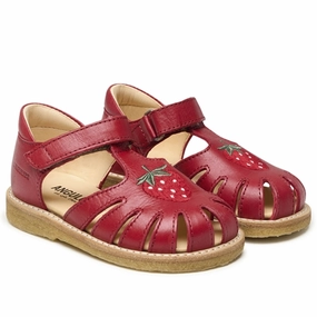 Style Without Noise Angulus Sandal W. Strawberry And Velcro Red